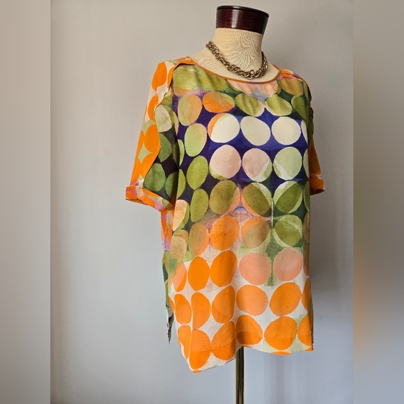 TIGER OF SWEDEN 100% Silk Circle Pattern Blouse. Size 36/ Small - Picture 3 of 16